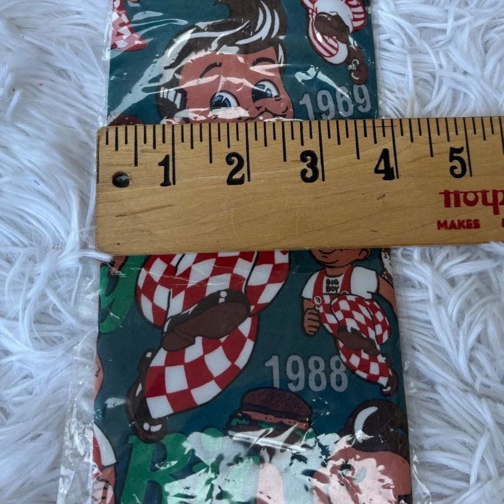 Vintage Big Boy Restaurants Mascot Tie Timeline Green Silk Blend